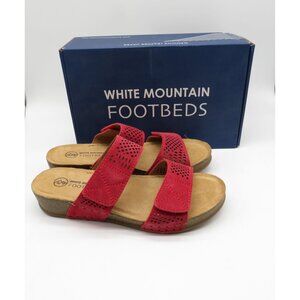 White Mountain Footbeds Ferula Red Suede Leather Sandals Size 10 Women's NEW
